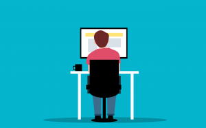 man, employee, computer