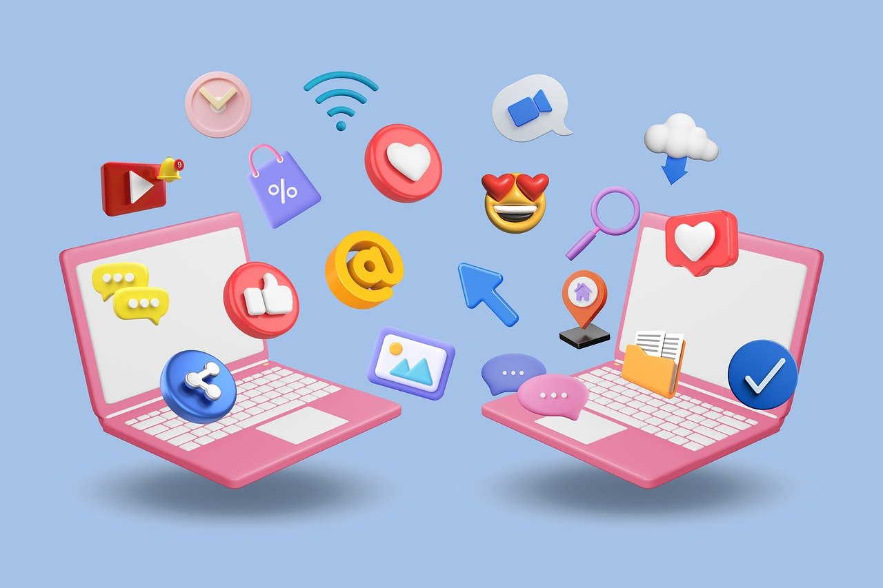 social media, communication, laptops