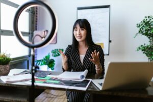 Female Vlogger doing a Video Recording