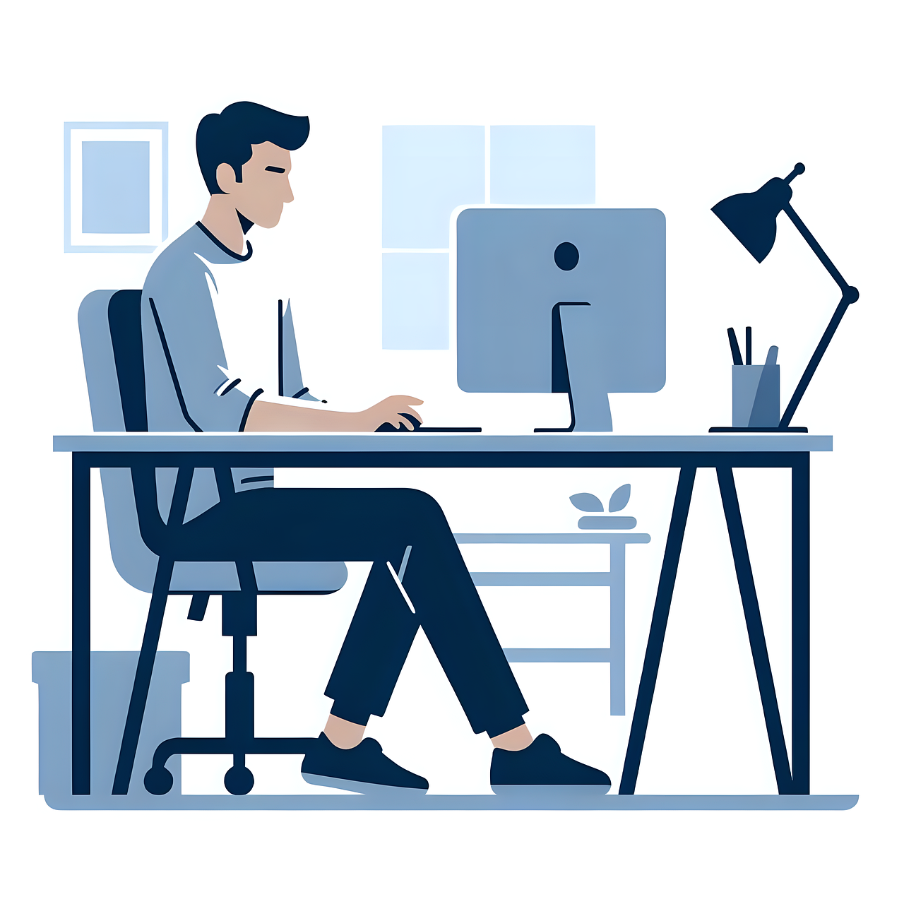 student, computer, man